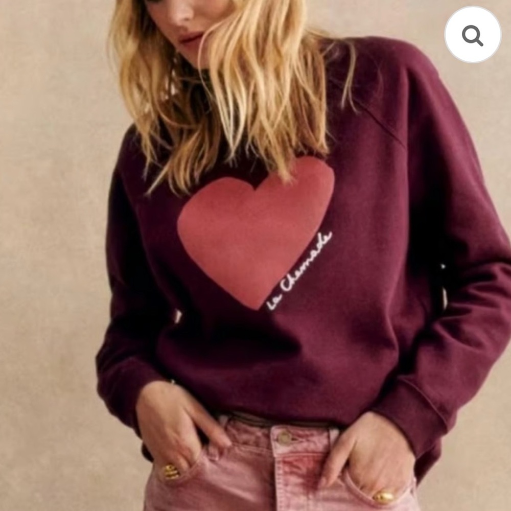 Sezane La Chamade Sweatshirt with Pink Heart
